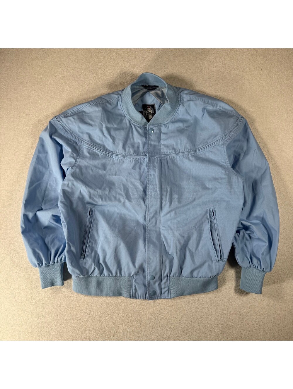 Vintage 90s Knights Bridge Men's Light Blue Bomber Derby Style Jacket XL